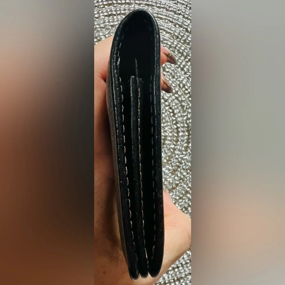 Vintage Dunhill Black Leather Unisex Card Case with Gold Accent